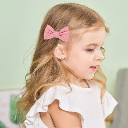 10-Piece Bow Barrette Set Handmade Fabric Geometric Pattern