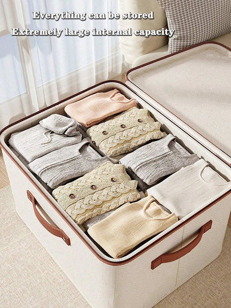 Foldable Clothes Storage Box, Closet Organizer Container with Handle and Zipper,Suitable for Wardrobe, Closet,Blanket (Washable)