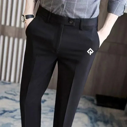 Men's Slim-Fit Golf Trousers Casual Drape Acrylic Fabric
