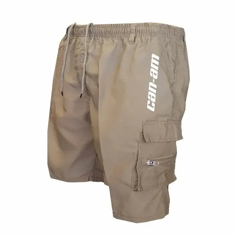 Outdoor shorts, bike shorts with elastic belts, baggy work shorts with multiple pockets, quick-drying printed sweatpants