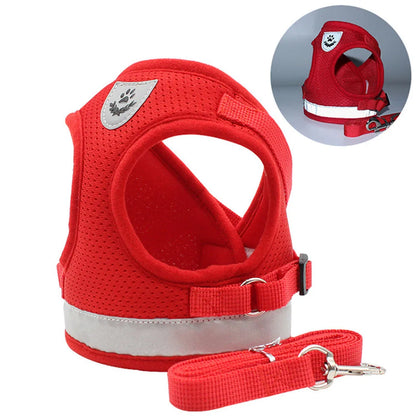Adjustable Reflective Nylon Pet Harness And Leash Escape Proof