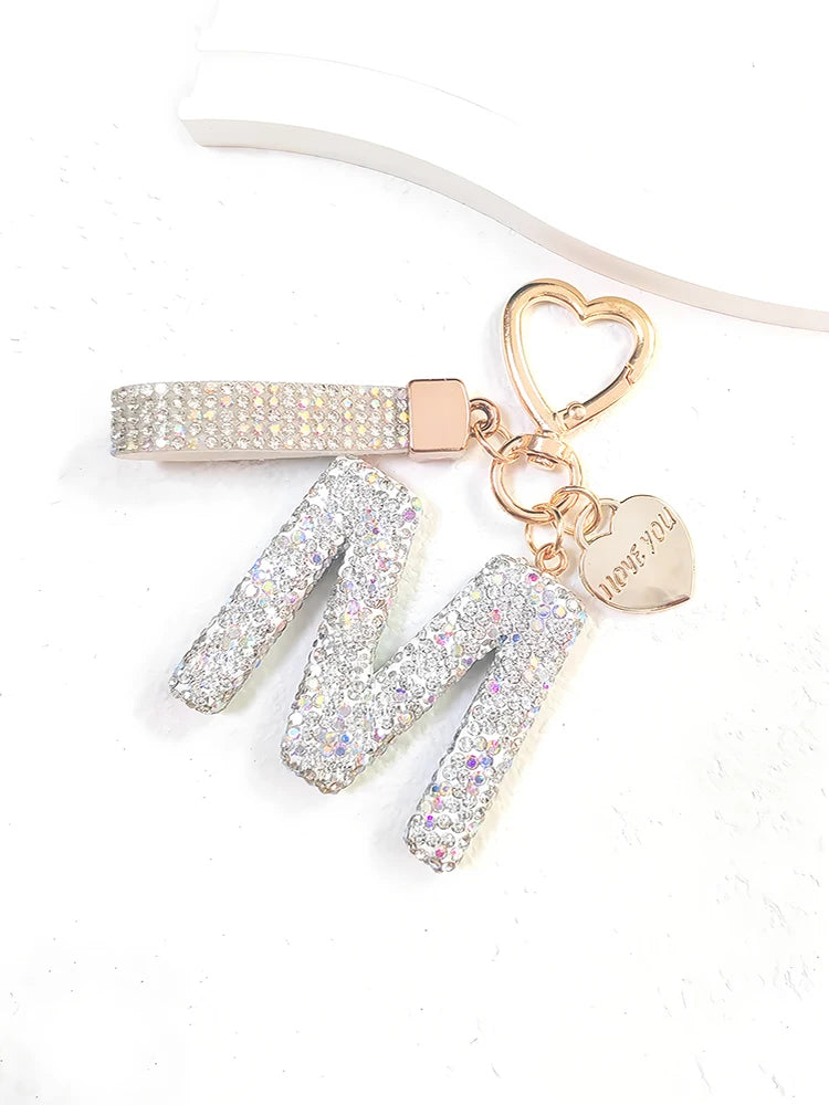 Elegant Diamond Letter Keychain – Lady Bag & Car Accessory