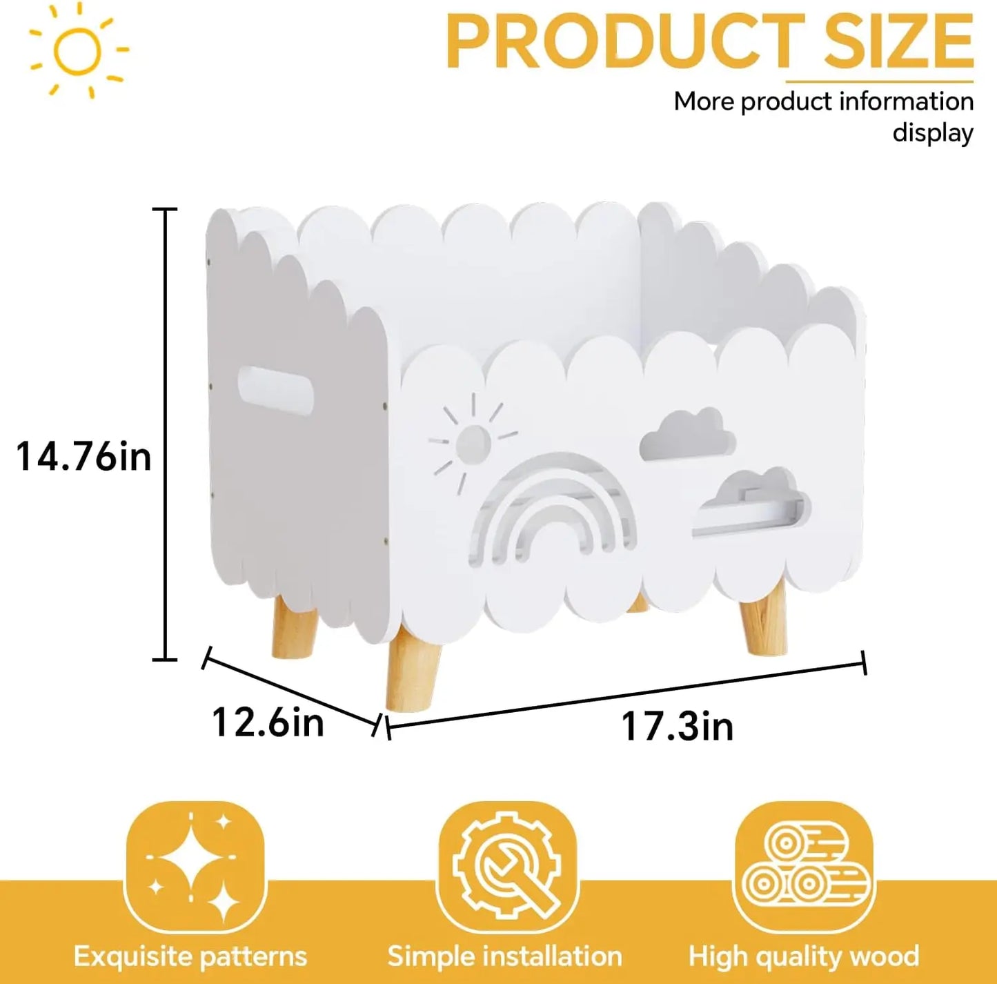 Kids Wooden Bookshelf with Adjustable Dividers, Montessori Style for Room & Classroom Storage