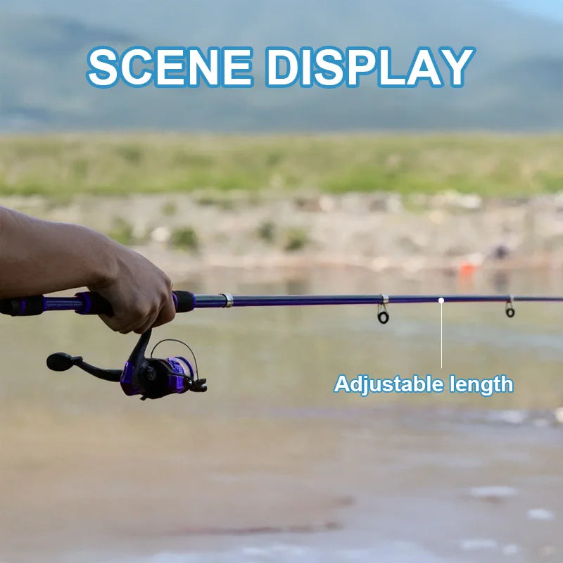 Fishing Pole Set Full Kits With Telescopic Fishing Rod And Spinning Reel Baits Hooks Travel Pole Set