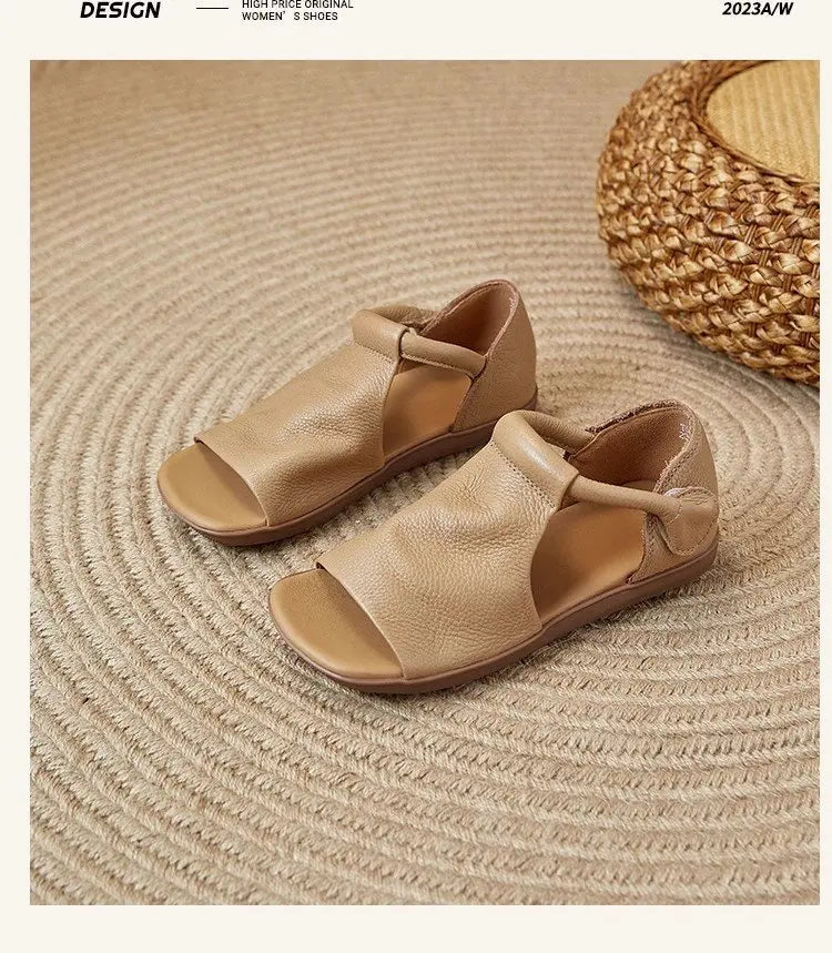 Women's Open-Toe Flat Sandals with Cross Strap & Adjustable Ankle Strap - Summer Casual Lightweight Walking Shoes for Women, Min