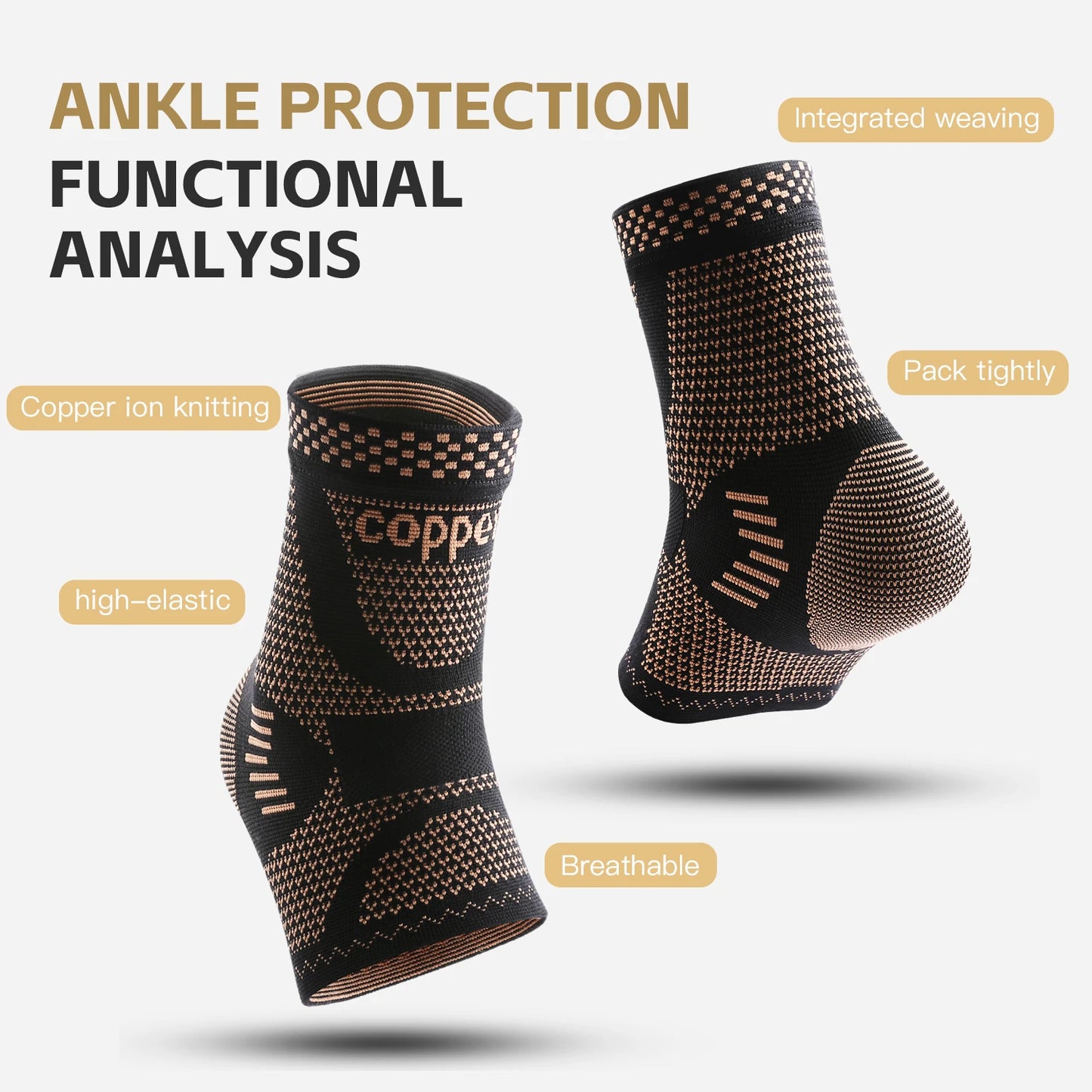 1 PC Men's Women's Outdoor Sports Knitting Elastic Copper Ankle Protection, Ankle Sprain Protection, Ankle Wrist Daily Exercise