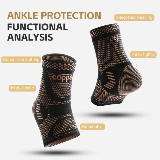 1 PC Men's Women's Outdoor Sports Knitting Elastic Copper Ankle Protection, Ankle Sprain Protection, Ankle Wrist Daily Exercise