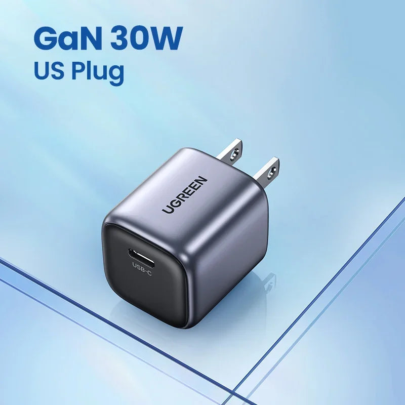 UGREEN GaN 30W Fast Charger for iPhone 15 14 13  PD3.0 Charger for iPad Pro samsung Xiaomi Type C Mobile Phone Charger