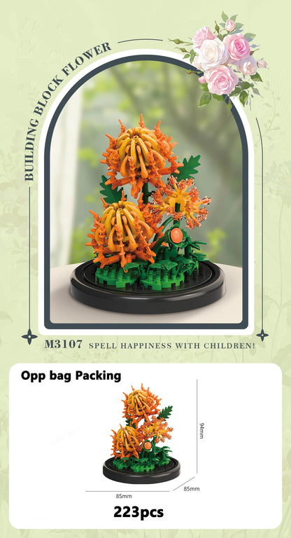 Micro Building Block Plastic Plant Bonsai Kit Flower Bouquet Puzzle Toy