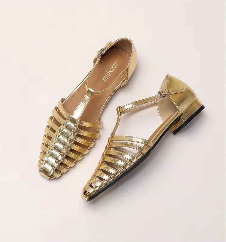 ZAROY Summer Cross Strap Flat Sandals Women Round Toe Ankle Buckle Hollow Casual Roman Sandalia Zapatos De Mujer сандали