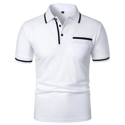 Men's Short Sleeve Polo Shirt Solid Polyester Breathable Casual