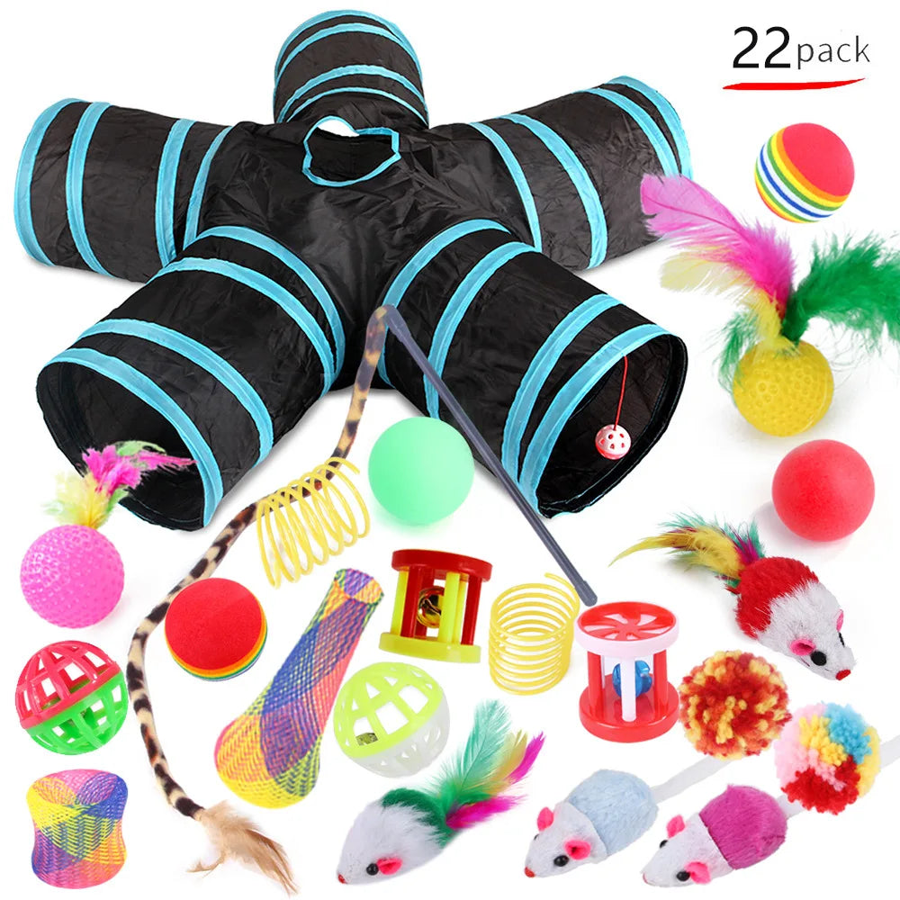 22-Pack Interactive Cat Toys Set for Kittens & Cats