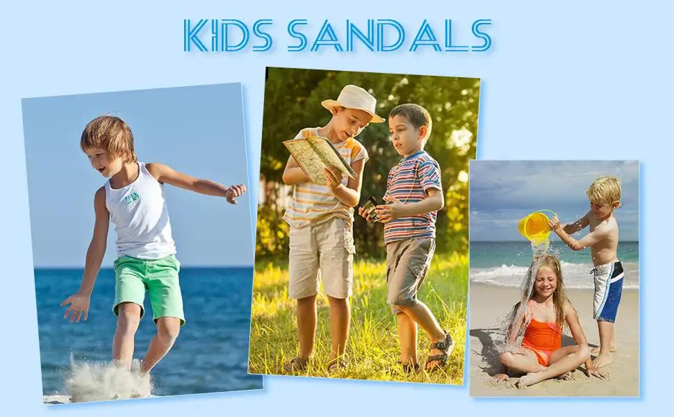 Kids Water Sandals Quick Dry Hook And Loop Unisex Summer Mixed Color