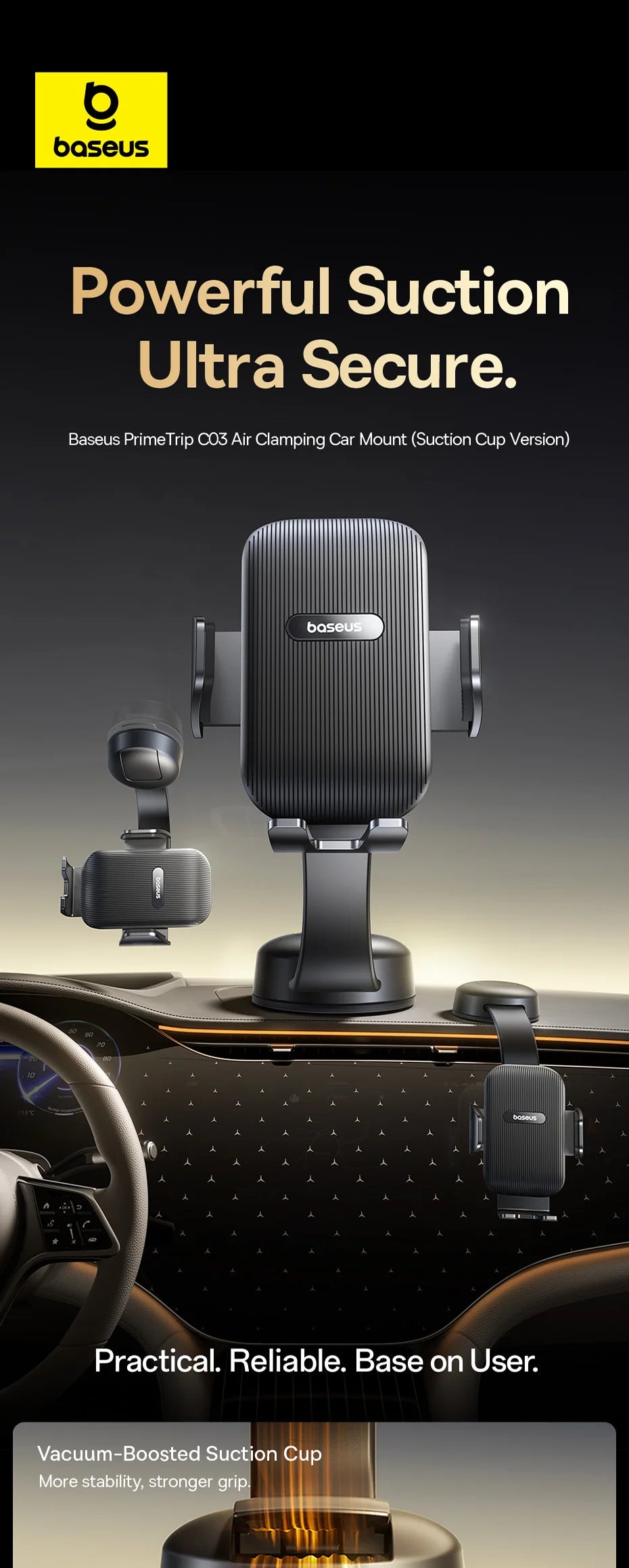 Baseus Car Phone Holder Sucker for Dashboard Windshield Mobile Car Cell Phone Holder Clamp For iPhone Pro Xiaomi Huawei Samsung