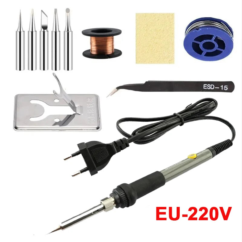 60W Adjustable Temperature Electric Soldering Iron  Welding Iron Rework Station Heat Pen Tips DIY Repair Tool