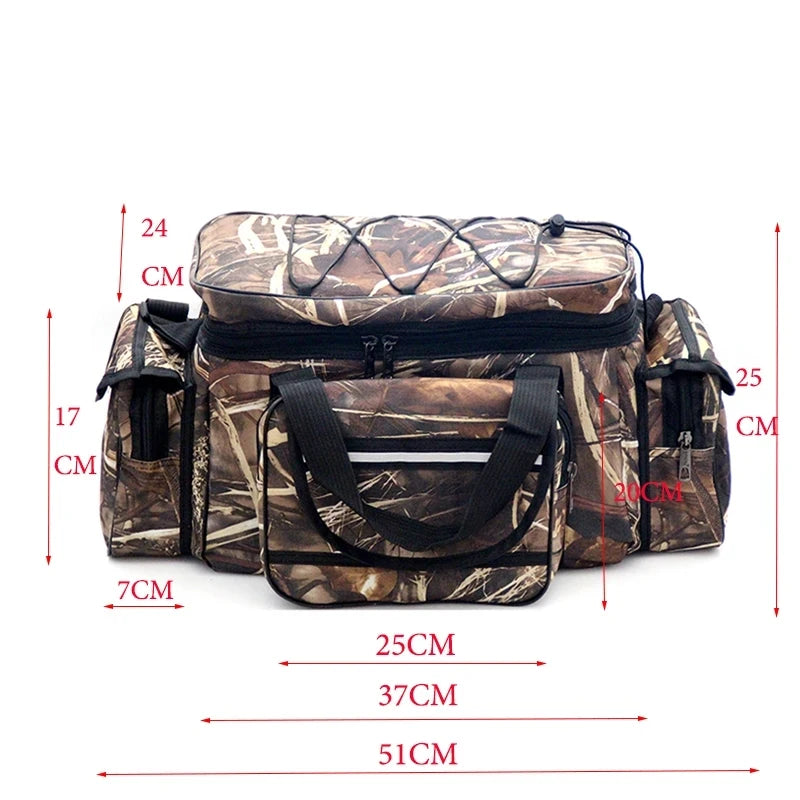 50*30*25cm Waterproof Fishing Bag Nylon Large Capacity Multi-Purpose Fishing Tackle Bag Two-Layer Outdoor Shoulder Bags