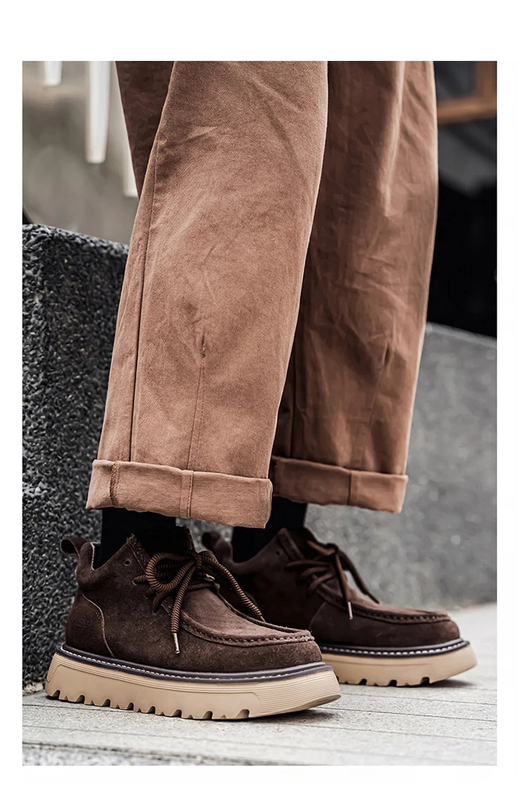 Mens Suede Leather Lace Up Ankle Boots Casual Retro Style