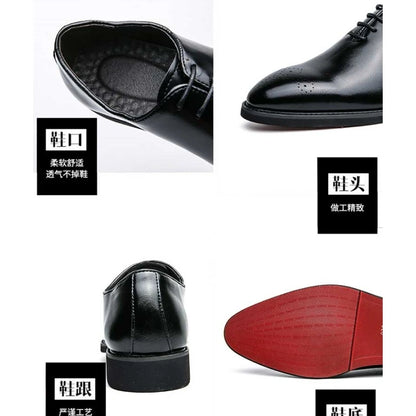 Men's Black Brogue Shoes Lace-Up Round Toe Formal Office Spring Autumn