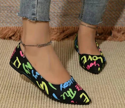 Women's Pointed Toe Flat Ballerina Shoes Slip On Casual