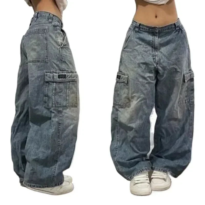 Streetwear New Fashion Oversized Print Baggy Jeans Women Y2K Harajuku Hip Hop Vintage Gothic High Waist Wide-leg Pants Trousers