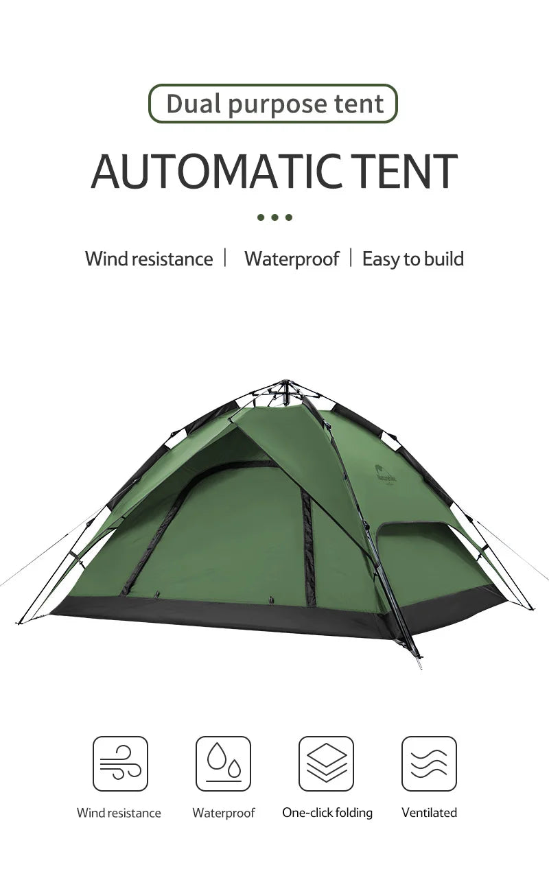 One Touch Automatic Roof Top Tent 180x210 cm 3 To 4 Person Double Door