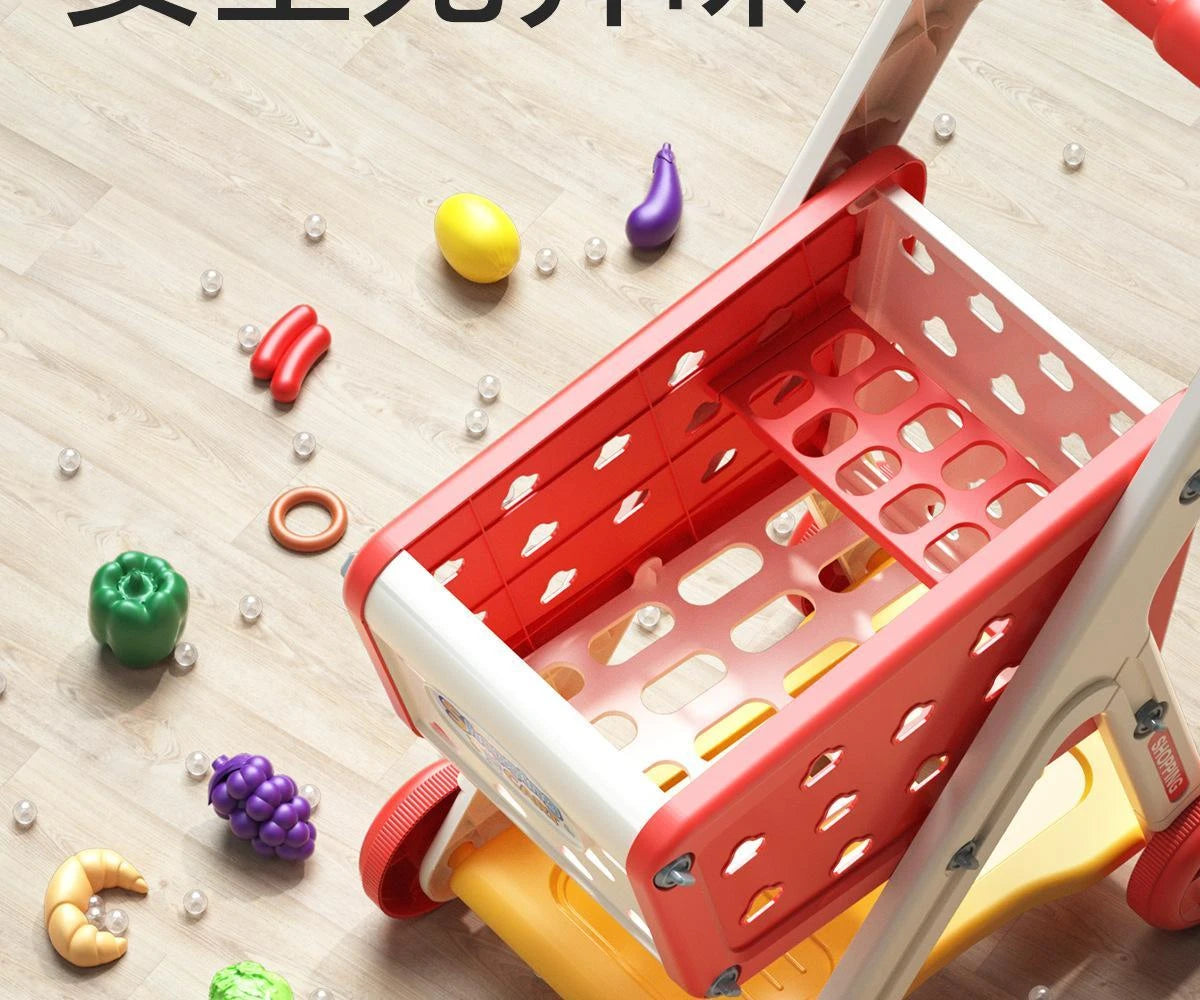 Shopping cart toy baby small trolley children play house fruit cut music kitchen supermarket men and girls Early Education toys
