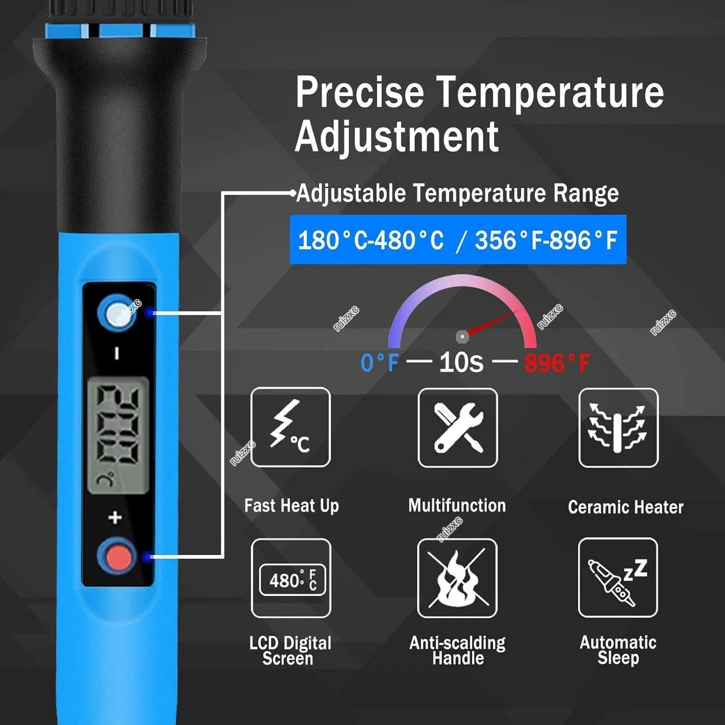Electric Soldering Iron 80W Welding Gun Tool Kit Heat Pencil Repair Tools Adjustable Temperature Replaceable Soldering Iron Head