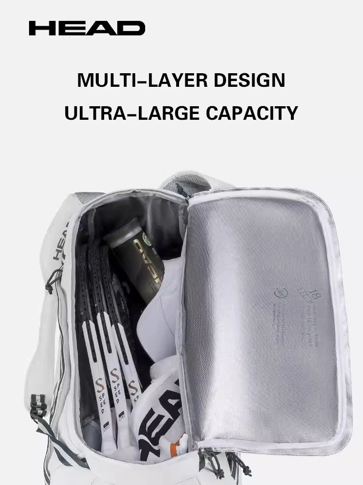 HEAD Tennis Bag Simple Fashion Court Bag Portable Tennis Racket Bag with Shoe Compartment Comfortable Racket Bag
