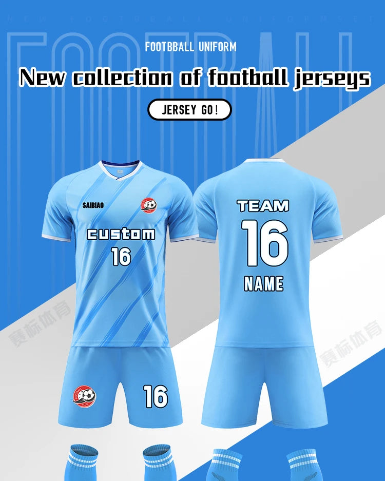 Adult Kid Football Jersey Men Customize Soccer Uniform Sports Shirt Women Futsal Sportswear Child Team Training Tracksuit Outfit