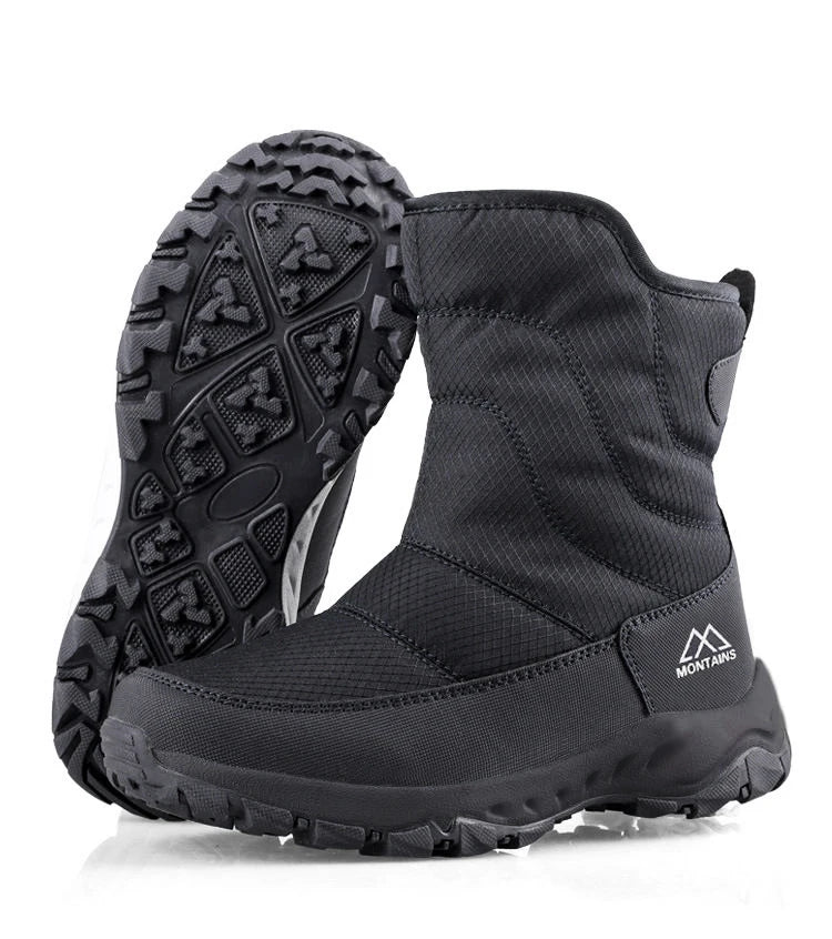 Winter New Thick Short Tube Cotton Boots Anti Slip Casual Men Snow Boots Plush Outdoor Hiking Shoes