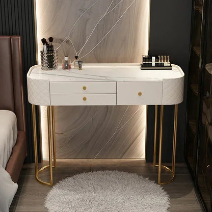 Makeup Dressing Table Mirror With Led Lighting And Storage White