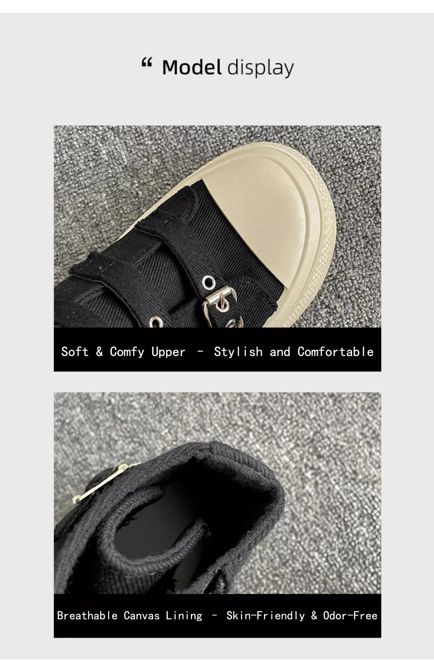 CHABELLA Women's High Top Canvas Shoe Design Buckle Strap Zip Simplicity Female Shoes 2025  High Street Grace Waling Shoes