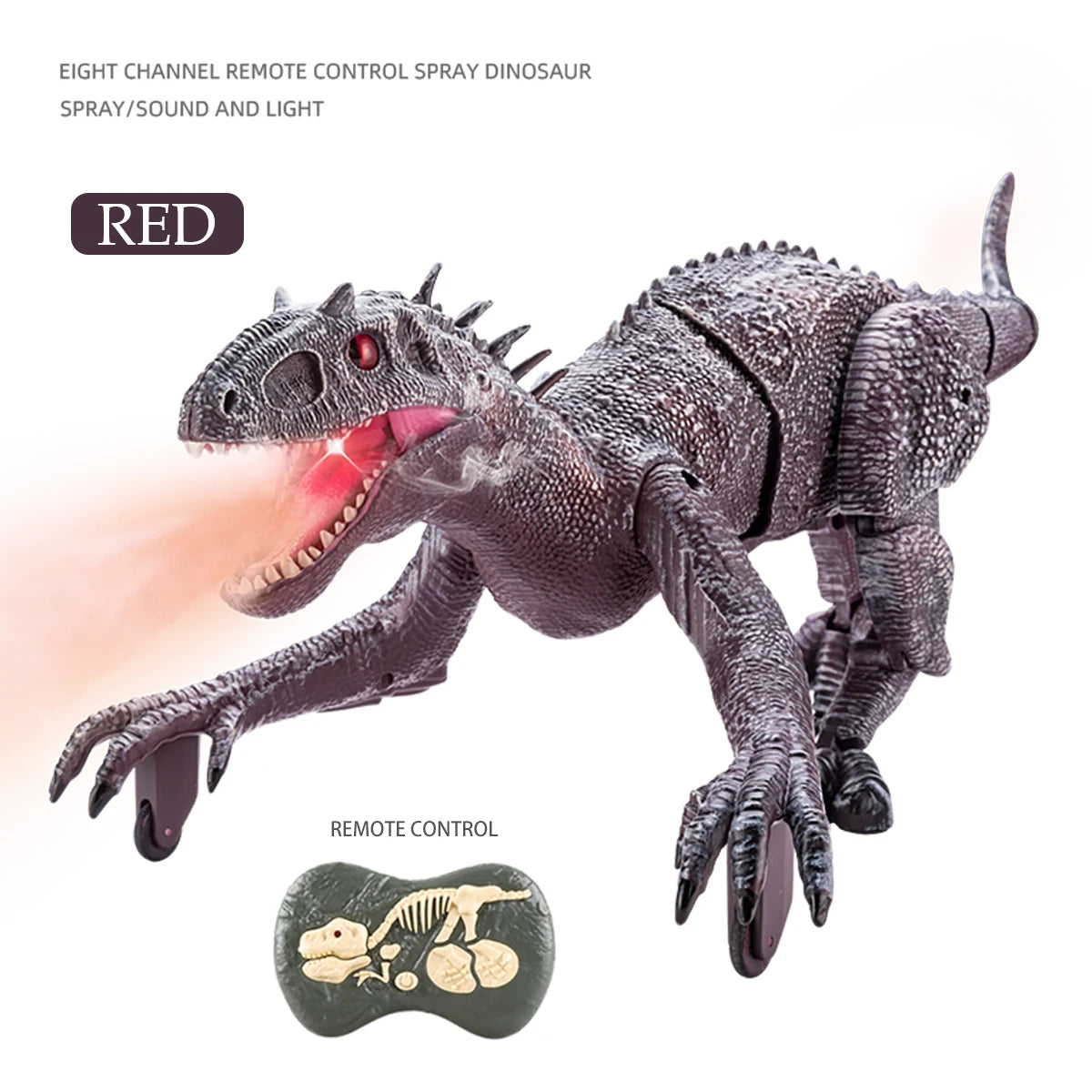 Remote Control Dinosaur Toys, Walking Dino with Light and Sound Velociraptor Tyrannosaurus Rex Spinosaurus Toy Electronic Gifts