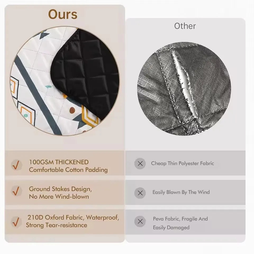 200x200CM Waterproof Picnic Blanket Large Beach Blanket Outdoor Picnic Mat Beach Mat with Carrying Handle for Travel Camping