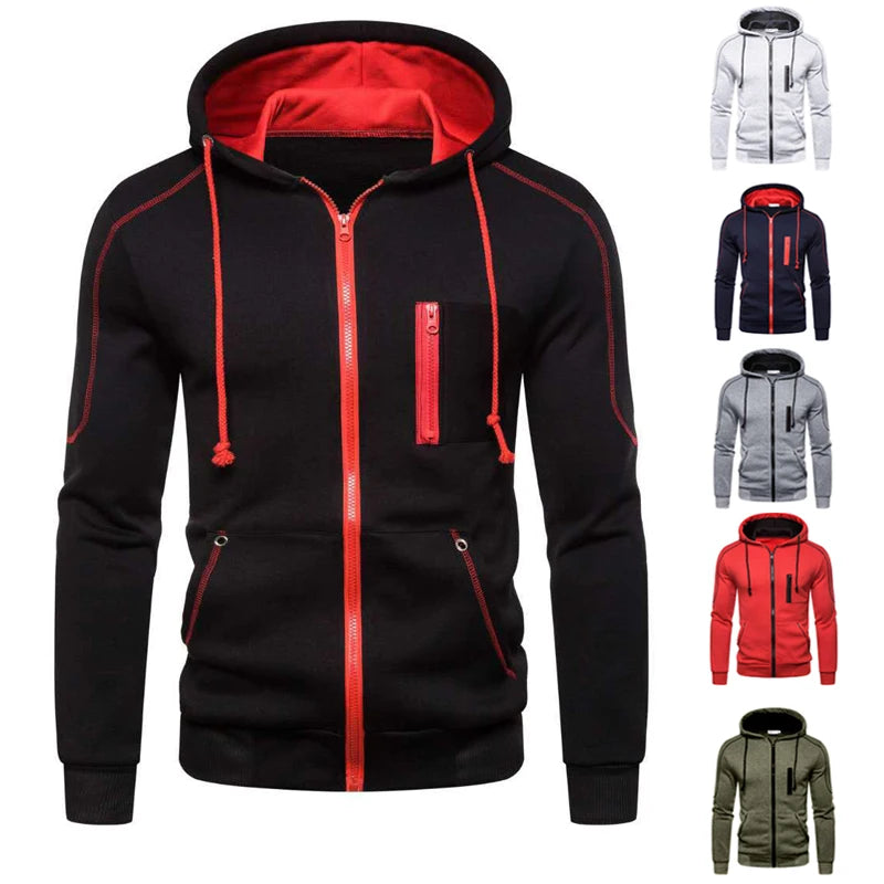 2024 Men's Hooded Jackets Coats Zipper Fashion Brand Hoodies Mens Outerwear Casual Hoodies Sweatshirts Male