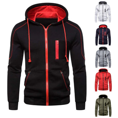 Men's Hooded Zipper Jacket Sweatshirt With Elastane
