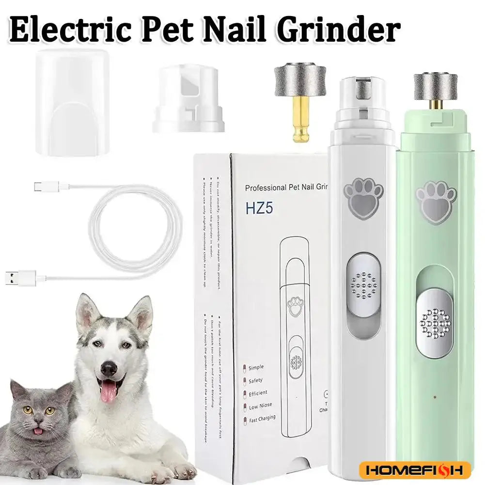 Electric Dog Nail Grinder – USB Rechargeable Pet Nail Clipper with Polisher Wheel