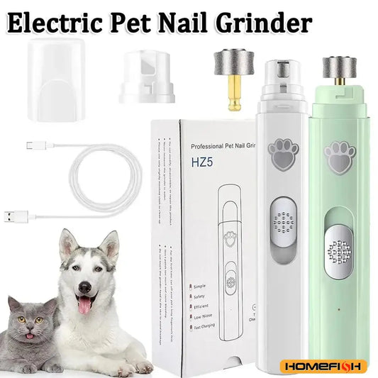 Electric Dog Nail Grinder – USB Rechargeable Pet Nail Clipper with Polisher Wheel