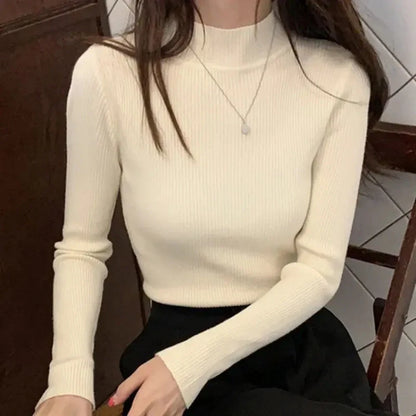 Women's Mock Neck Knit Sweater Pullover Acrylic Cotton Regular Fit