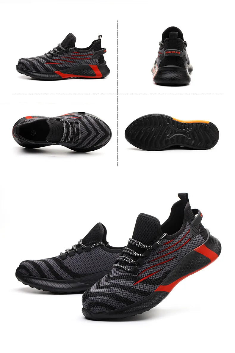 Work Safety Boots Ankle Height Anti Puncture Lace Up Men