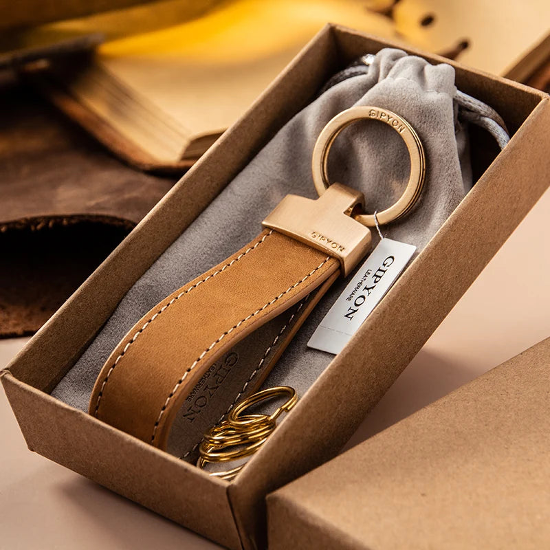 Exquisite Cowhide Keychain for Car or Bag – Durable & Fashionable