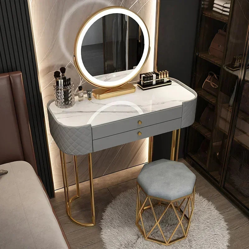 Makeup Luxury Dressing Table Mirror Led Light Salon White Dressing Table Storage Bedroom Comoda Pra Quarto Home Furniture