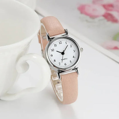 Women’s Fashion Quartz Watch with Small Dial – Elegant Leather Strap Casual Timepiece