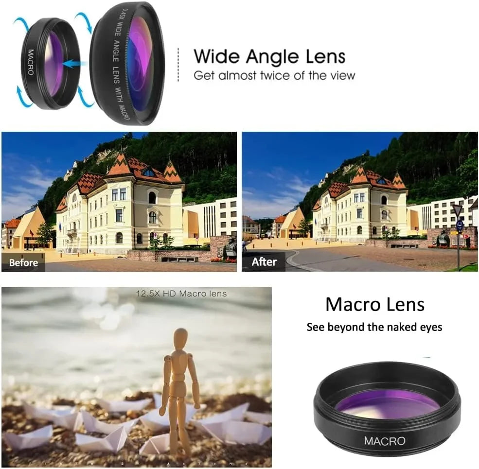 2-in-1 Universal Clip Mobile Lens – 37mm Super Wide-Angle & Macro HD Lens