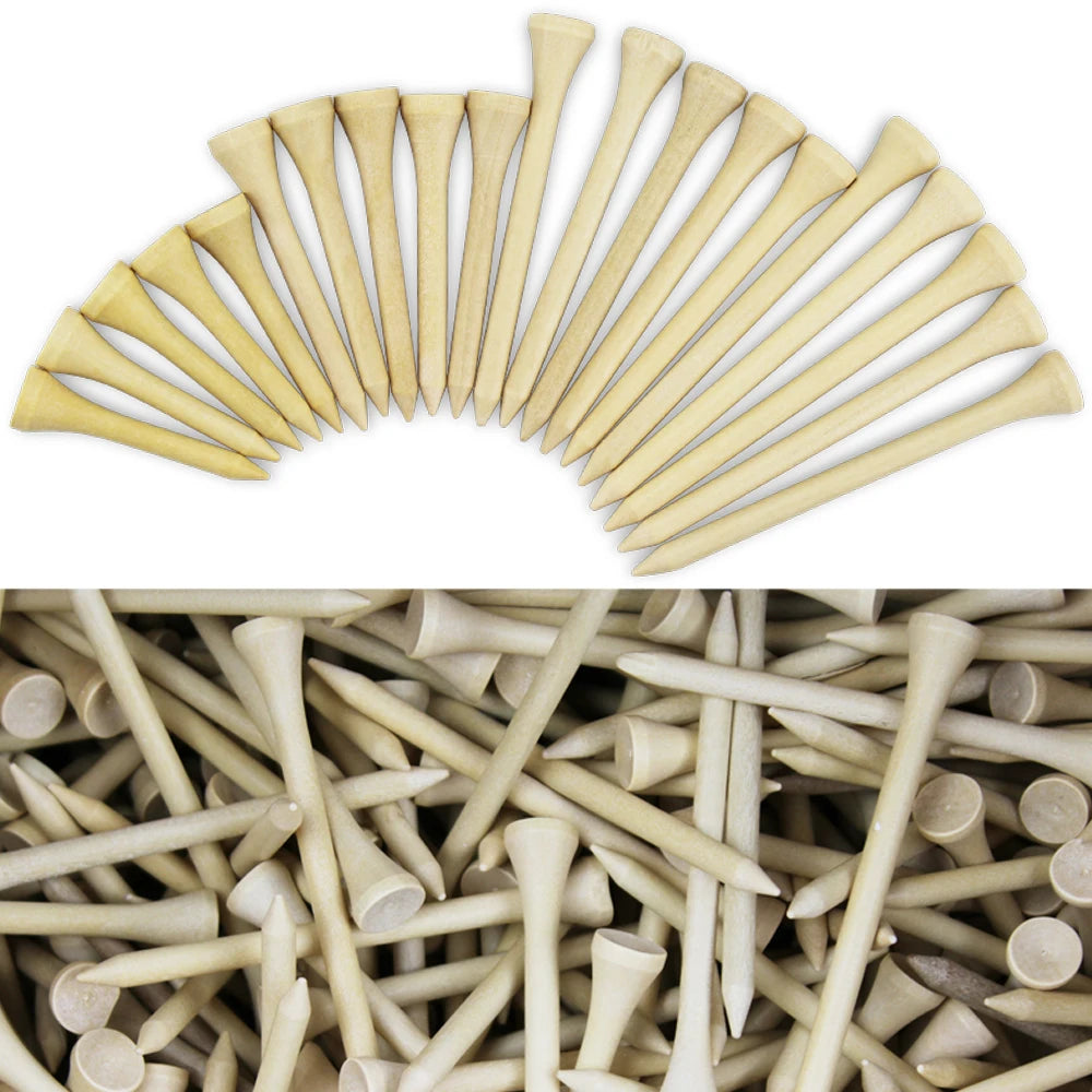 Pack 100 Pcs Golf Tees 4 Sizes Wooden Bamboo Golf Ball Holder Wholesale Golf Accessories Custom Golf Tee Practice Drop Ship