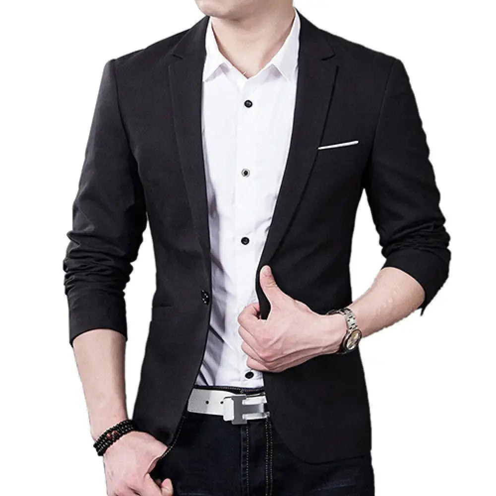 Men Formal Business Suit Coat One Button Lapel Long Sleeve Men Slim Fashion Suit Jacket Casual Suit Men Clothing
