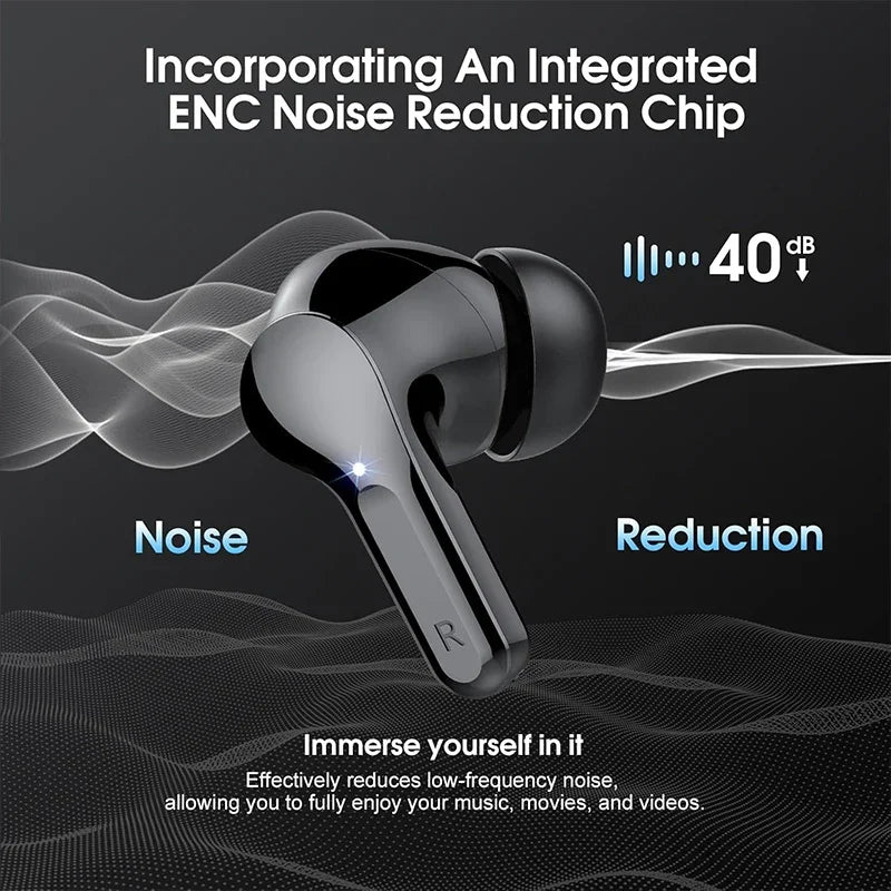 New Wireless Earbuds HiFi Stereo Headphones BT5.3 with ENC Noise Cancelling 48H LED Display Ear Buds IP7 Waterproof Earphones