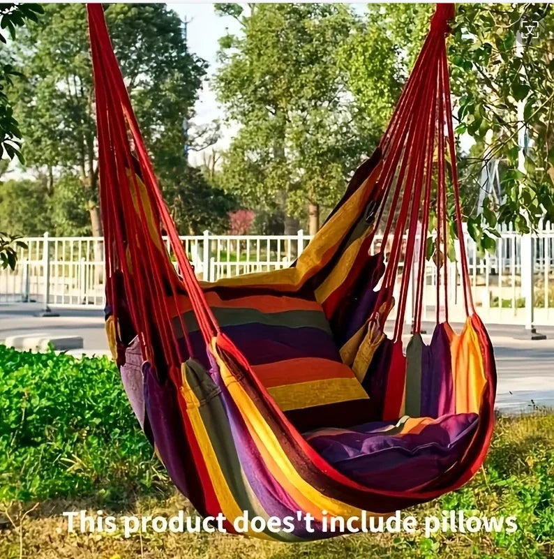 Portable Outdoor Camping Hammock Chair , Sturdy Cotton Fabric Swing Chair for Home, Bedroom,Durable Hanging Swing Seat