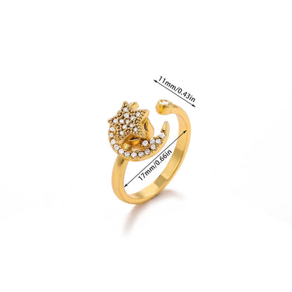 Four Clover Flower Ring Metal With 18K Gold Plating Fidget Anti Stress