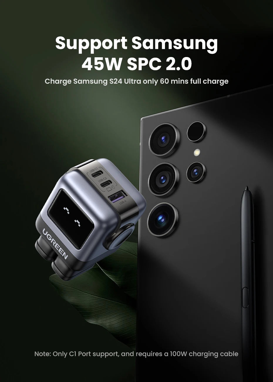 【US Plug】UGREEN 65W 30W GaN Charger Robot Design PD3.0 Fast Charger QC4.0 3.0 PPS for iPhone 17 16 15 Pro Macbook Laptop Table